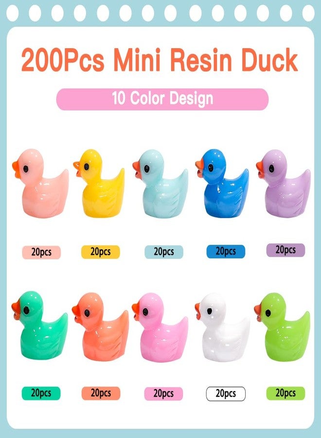 DULEFUN 200pcs Tiny Ducks 10 Colors Little Duck Figures Mini Resin Ducks Plastic Small Miniature Ducks Bulk for Dollhouse Decor Micro Fairy Garden Landscape Aquarium Tiny Toys - Image 2